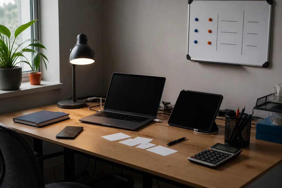 Puesto de trabajo equipado para organizar ventas y seguimiento