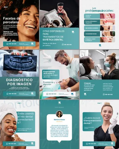 Feed de Instagram de odontología: nueve publicaciones de la colección