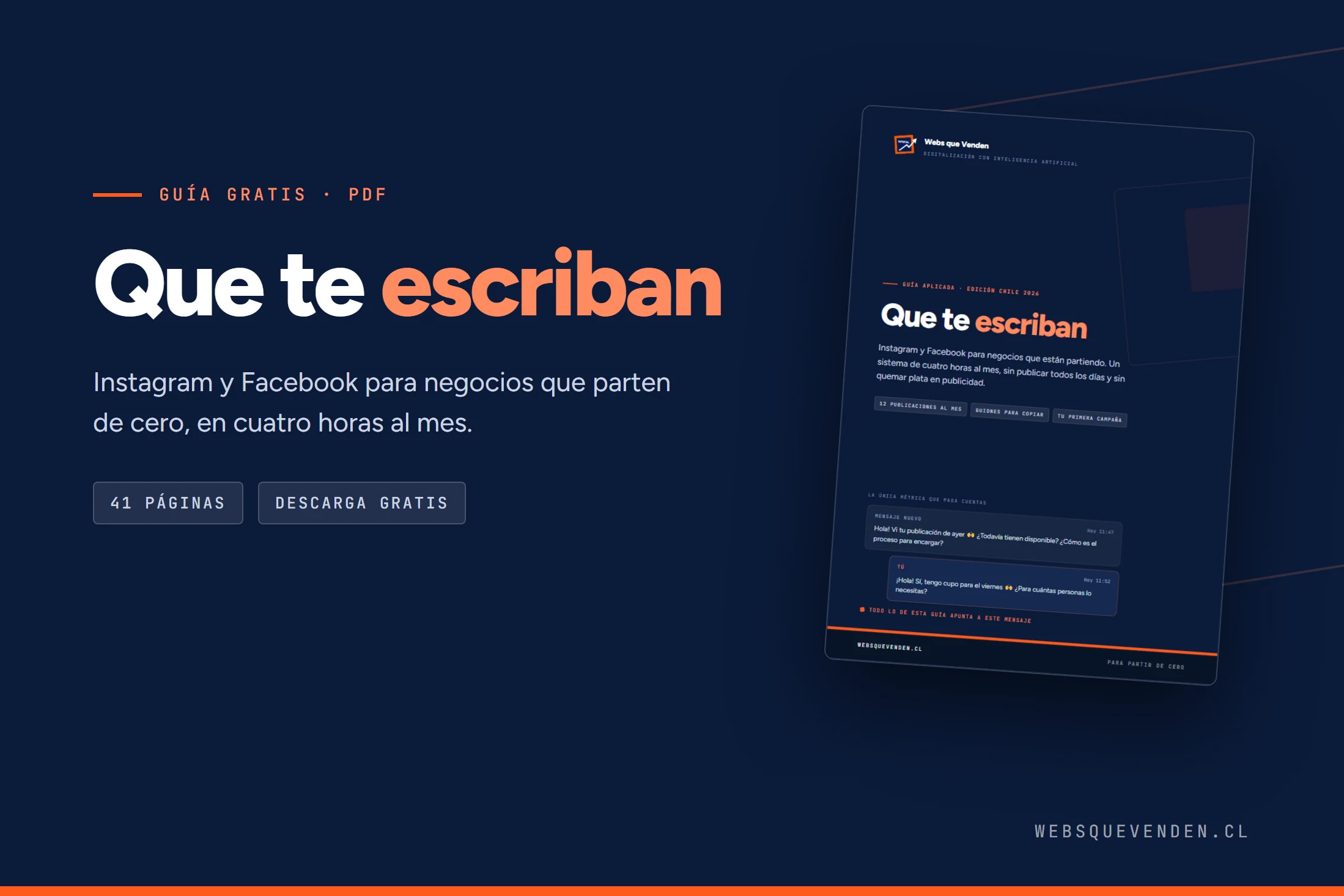 Portada de la guía Que te escriban, sobre marketing en Instagram y Facebook para negocios pequeños