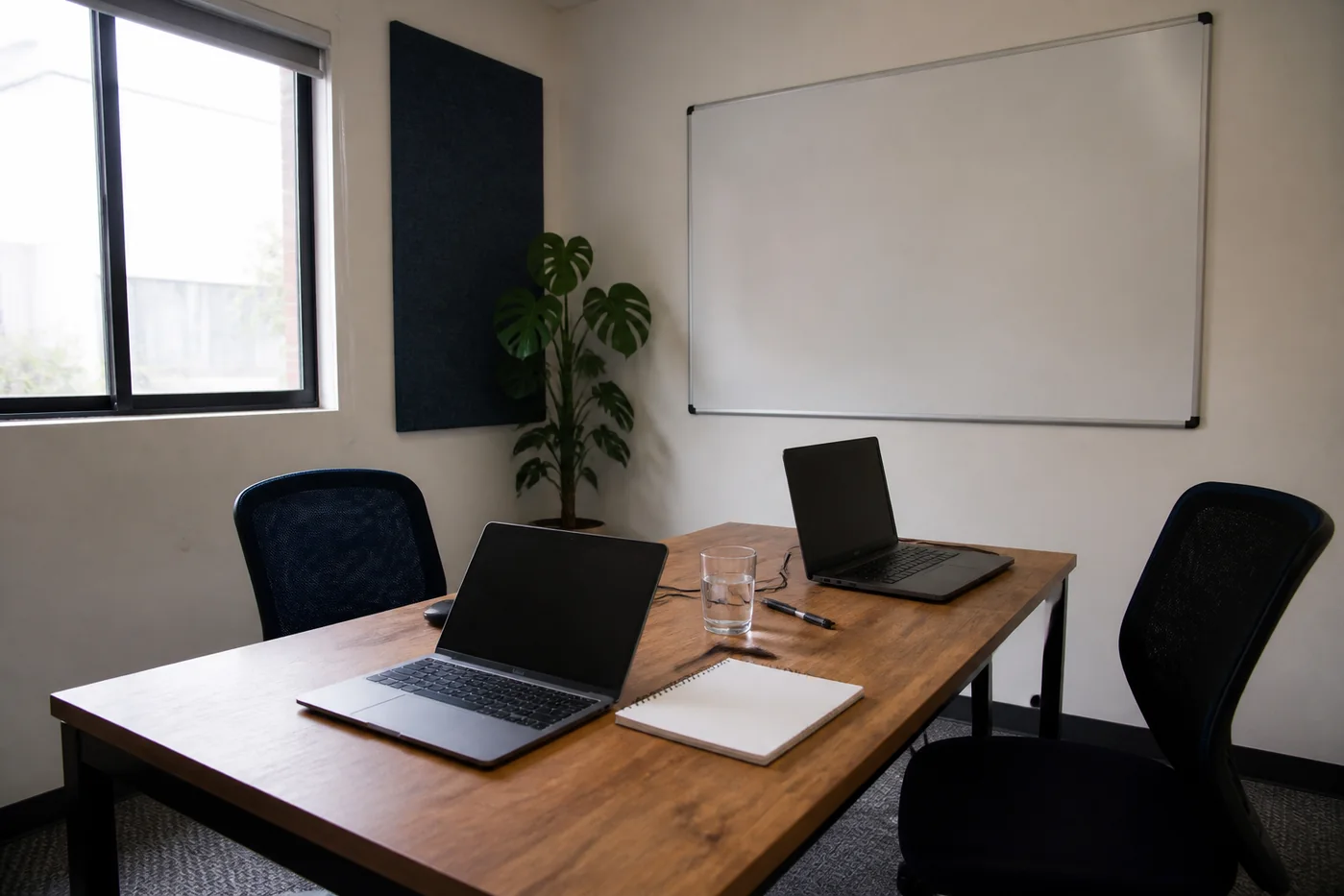 Sala de reuniones preparada para una asesoría empresarial