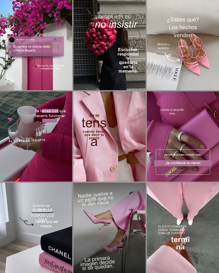 Feed de Instagram con la Colección Carmín: nueve piezas de la colección